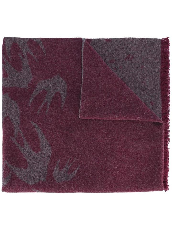 Mcq Alexander Mcqueen Swallow Jacquard Scarf, Men's, Red, Wool/polyamide