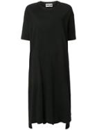 Hache Short-sleeve Flared Midi Dress - Black