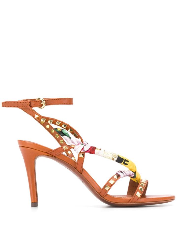 Ash Scarf Detailed Sandals - Brown
