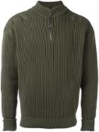 Jil Sander Zipped Ribbed Sweater, Men's, Size: 50, Green, Polyamide