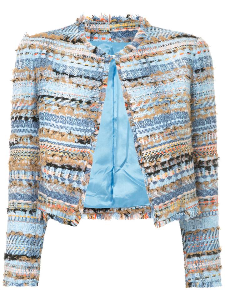 Isabel Sanchis Tweed-embroidered Cropped Jacket - Blue