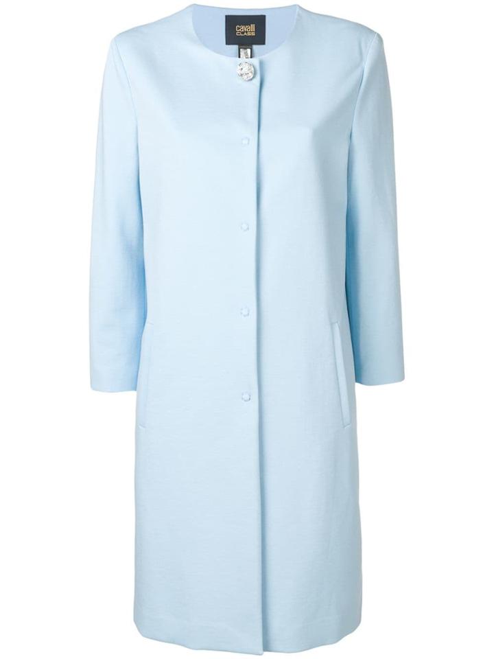 Cavalli Class Crystal Detail Coat - Blue
