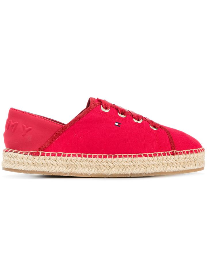 Tommy Hilfiger Logo Lace-up Espadrilles - Red