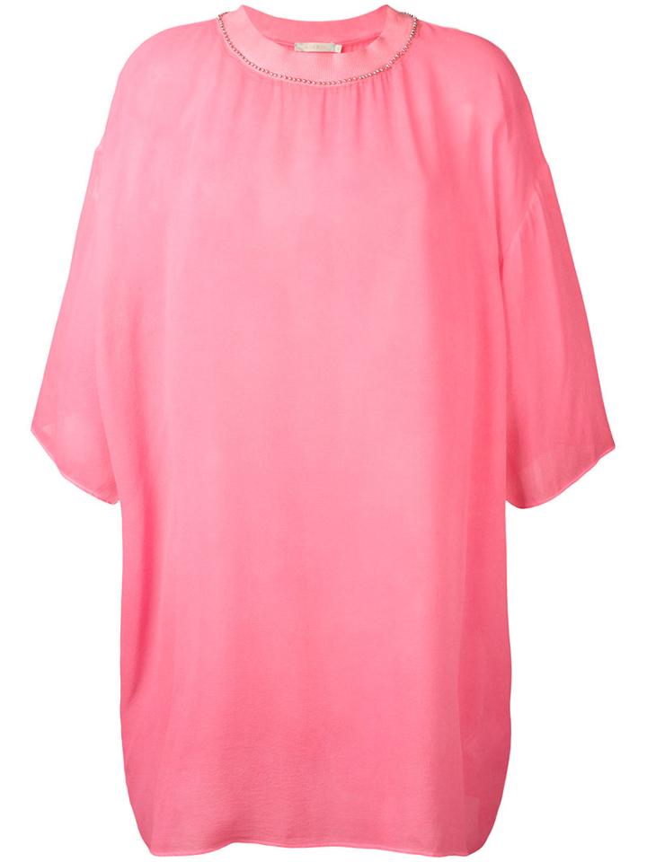 Amen Oversized T-shirt, Women's, Pink/purple, Silk/cotton/spandex/elastane/metal