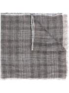 Eleventy Checked Scarf, Men's, Brown, Linen/flax