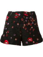 Giamba Lady Bug And Lips Print Shorts, Women's, Size: 42, Black, Polyester