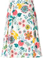 Talbot Runhof Floral Flared Skirt - White