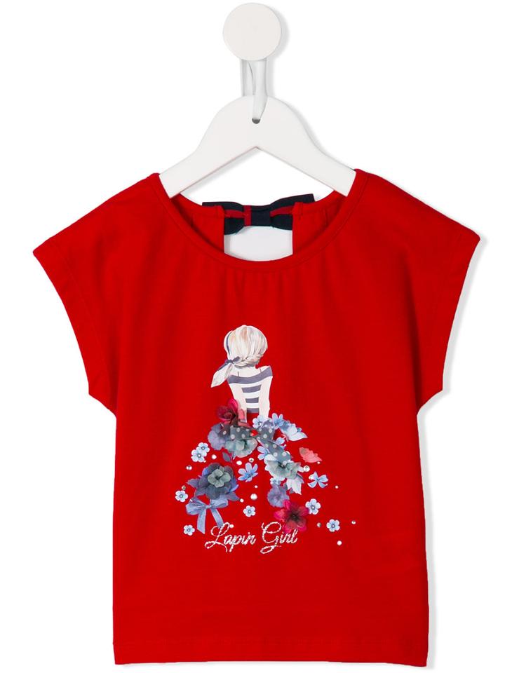 Lapin House Floral Print T-shirt, Toddler Girl's, Size: 5 Yrs, Red
