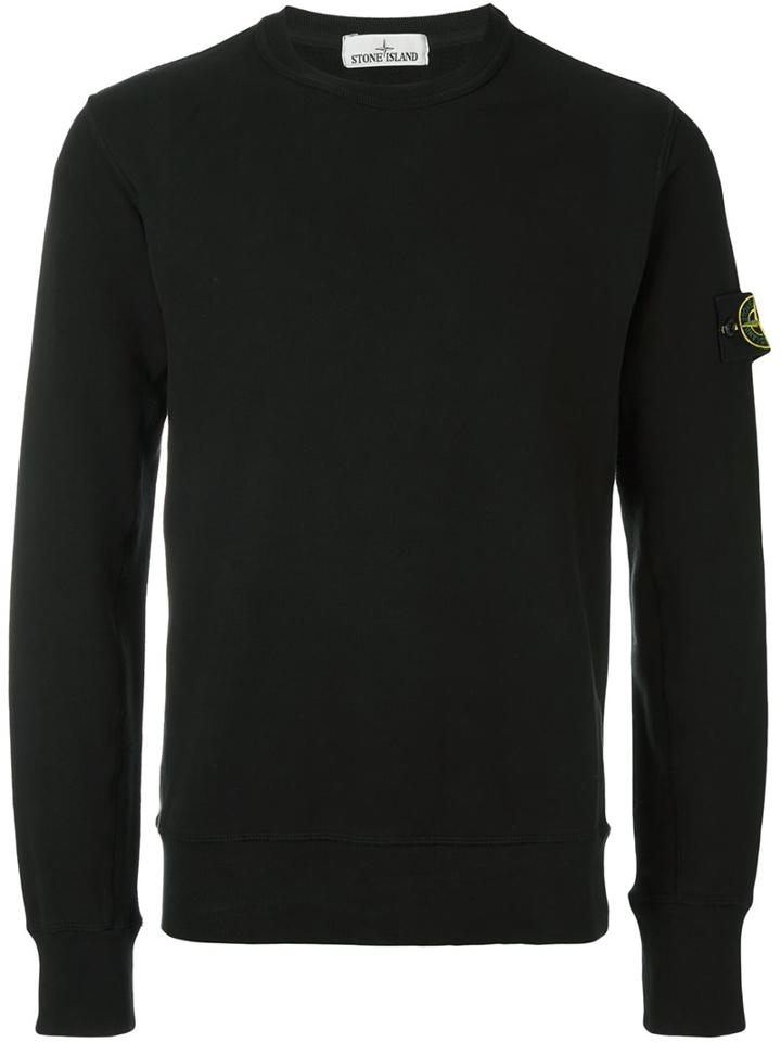 Stone Island Logo Patch Sweatshirt, Men's, Size: Xl, Black, Cotton