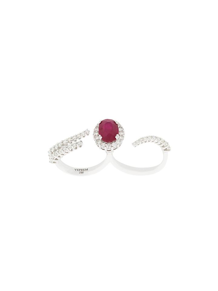 Yeprem 18kt White Gold Ruby And Diamond Ring - Metallic