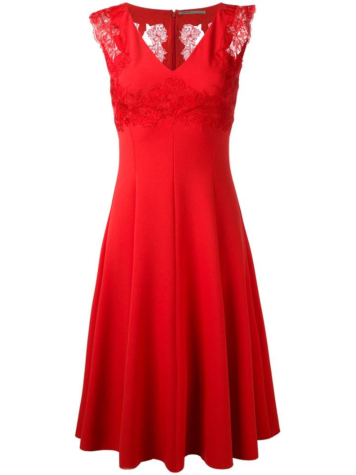 Ermanno Scervino Embroidered Lace Dress, Women's, Size: 42, Red, Polyester/spandex/elastane