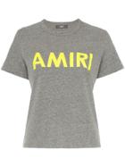 Amiri Neon Logo Print Short Sleeved T-shirt - Grey