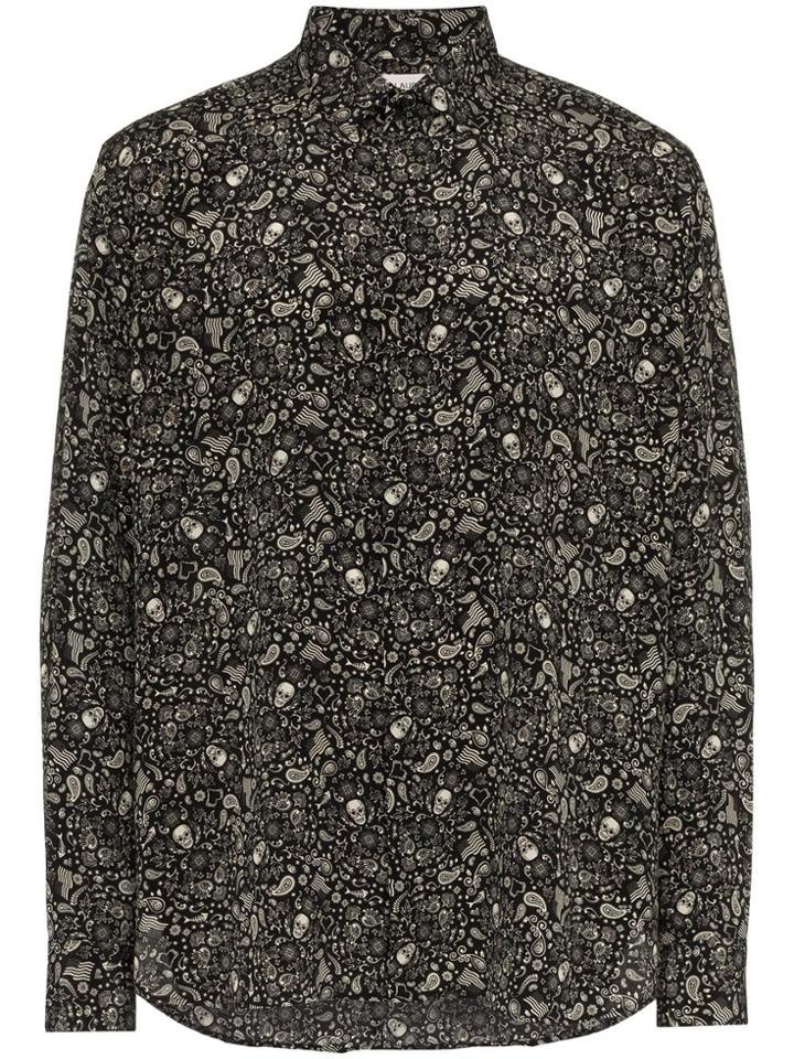 Saint Laurent Mexican Print Silk Shirt - Black