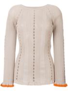 Fendi Contrast Cuff Sweater - Nude & Neutrals