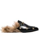 Gucci Princetown Bee And Star Embroidered Fur Lined Loafers -