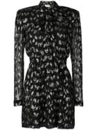 Saint Laurent Glitter Paisley Patterned Dress - Black