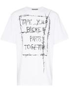 Haider Ackermann Slogan Print Short-sleeved Cotton T-shirt - White