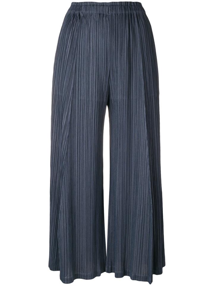 Pleats Please By Issey Miyake Cropped Wide-leg Trousers - Blue