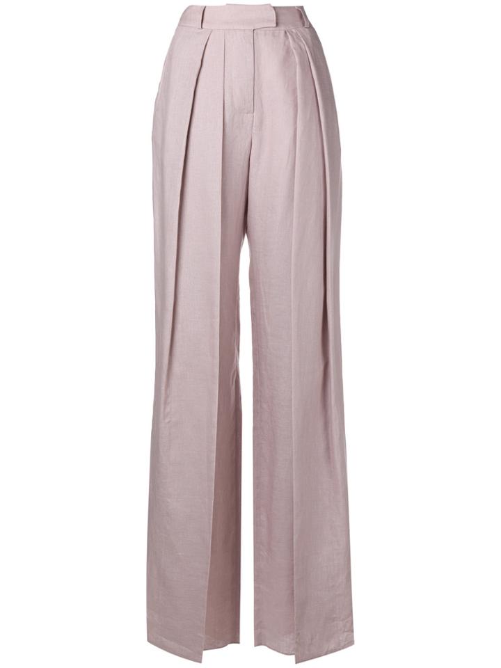 Preen By Thornton Bregazzi Pleated Wide Leg Trousers - Pink & Purple