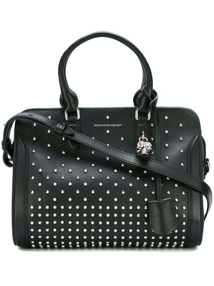 Alexander Mcqueen Small Padlock Studded Tote, Women's, Black