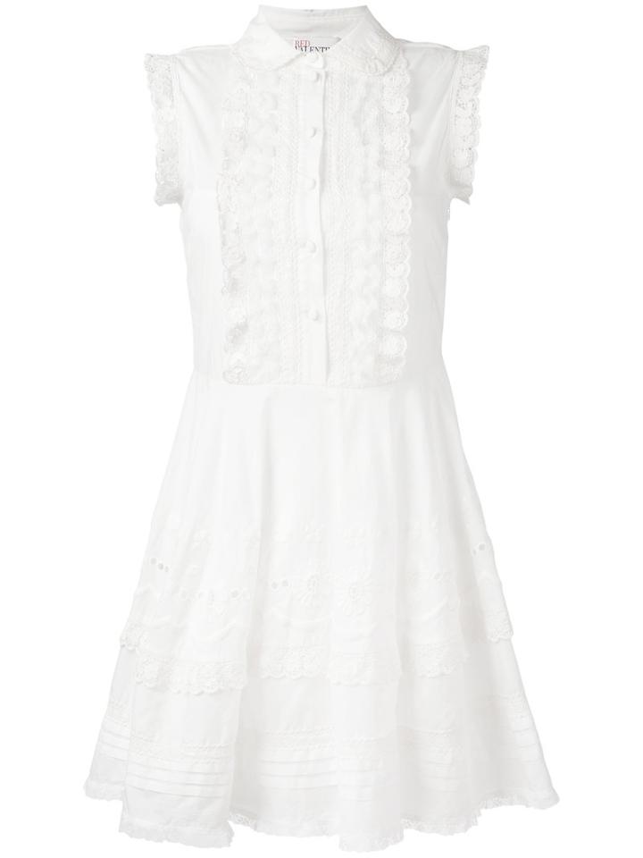 Red Valentino - Lace-trim And Broderie Dress - Women - Cotton/polyamide/polyester - 40, White, Cotton/polyamide/polyester