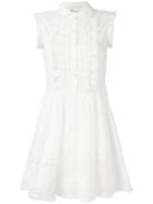 Red Valentino - Lace-trim And Broderie Dress - Women - Cotton/polyamide/polyester - 40, White, Cotton/polyamide/polyester