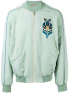 Nuur Floral Patch Bomber Jacket - Green