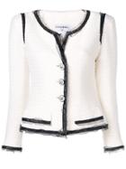 Chanel Vintage Trimmed Detailing Collarless Jacket - White