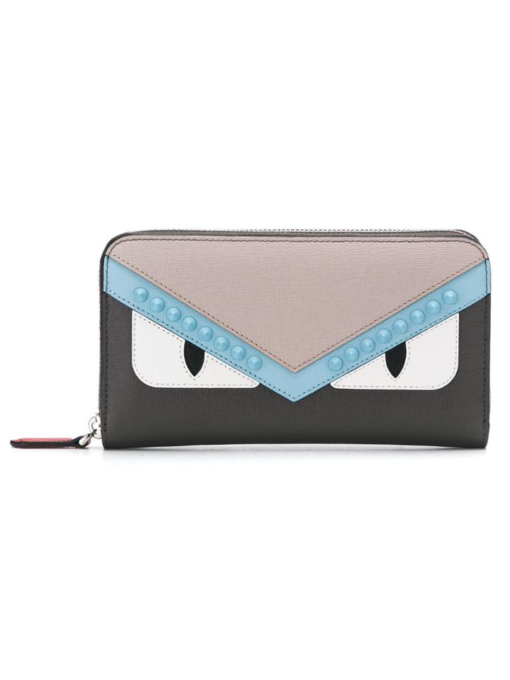 Fendi Bag Bugs Zip Around Wallet - Grey