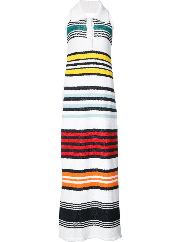 Rosie Assoulin - Striped Halter Dress - Women - Cotton - M, Women's, White, Cotton