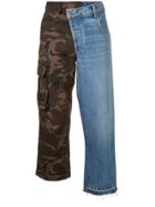 Monse Denim And Camouflage Patchwork Jeans - Blue