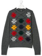 Dsquared2 Kids Snowflake Argyle Sweatshirt - Grey