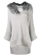 Fabiana Filippi Fur Collar Oversized Sweater - Grey