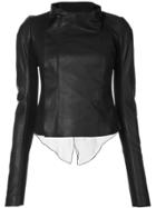 Rick Owens Low Neck Biker Jacket - Black