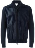 Brioni Zip Up Bomber Jacket, Men's, Size: 50, Blue, Wool/calf Hair