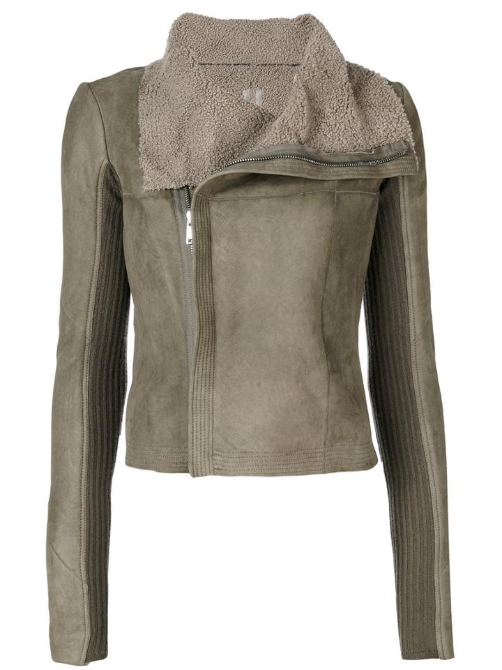 Rick Owens - Classic Biker Jacket - Women - Lamb Skin/polyester/cupro/lamb Fur - 38, Grey, Lamb Skin/polyester/cupro/lamb Fur