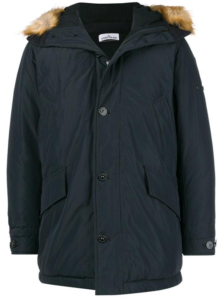 Stone Island Hooded Parka Coat - Blue