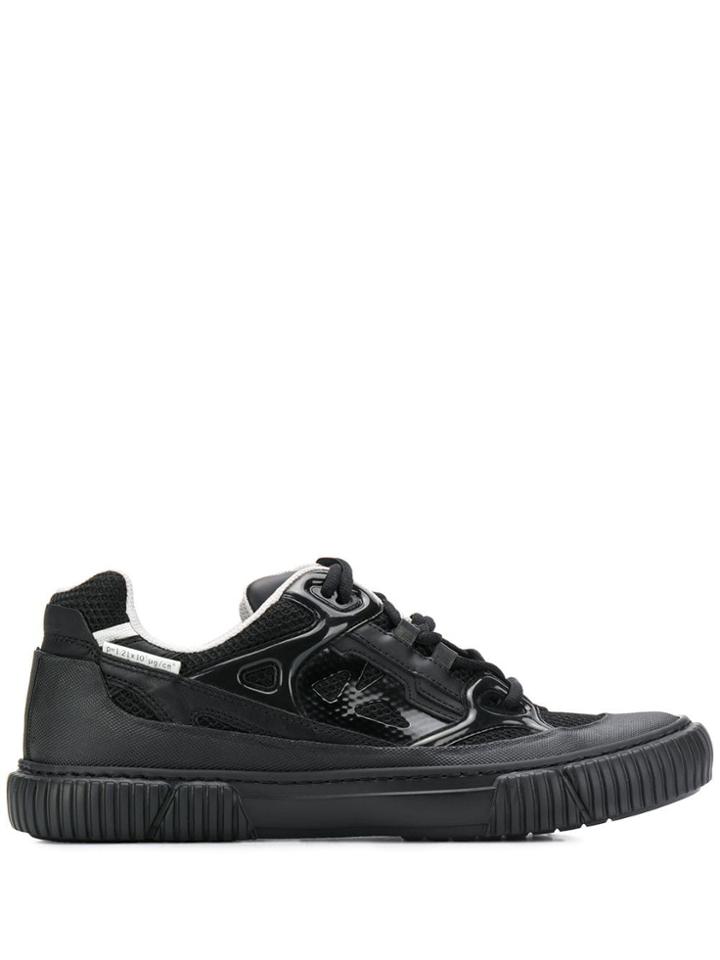 Both Ribbed Sole Low Top Sneakers - Black