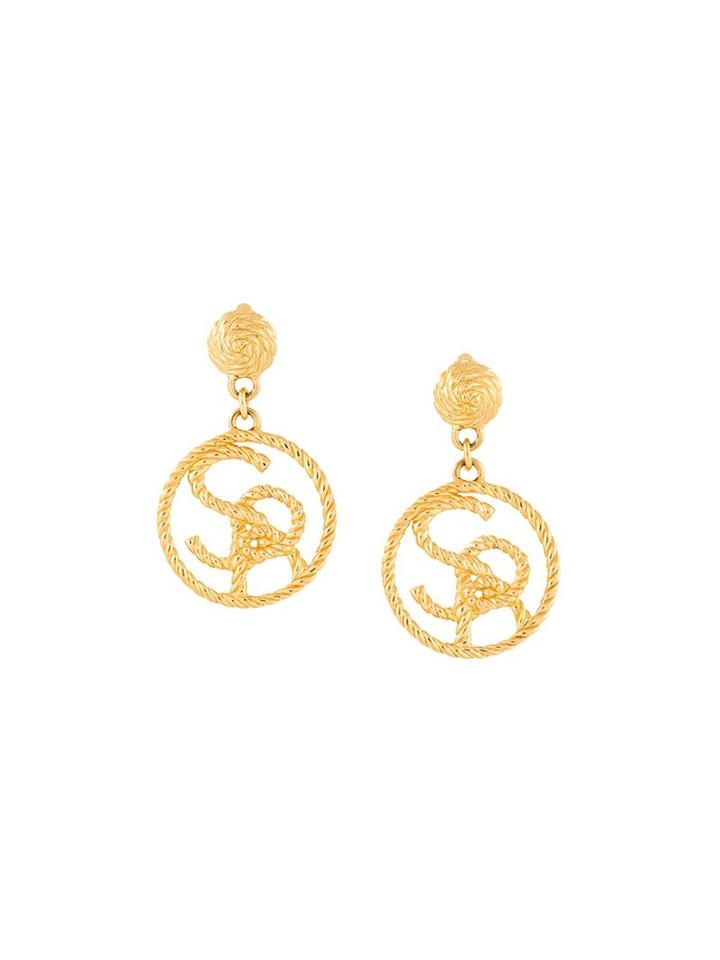Sonia Rykiel Vintage Logo Clip-on Earrings, Women's, Metallic