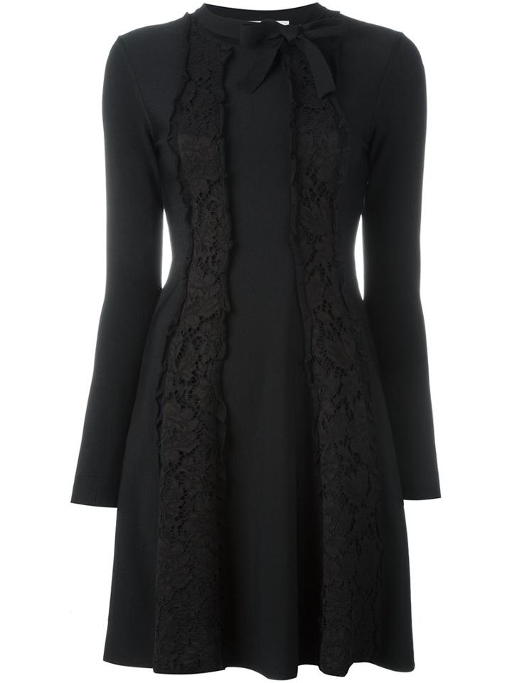 Valentino Lace Panel Dress, Women's, Size: Small, Black, Viscose/polyester