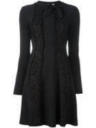 Valentino Lace Panel Dress, Women's, Size: Small, Black, Viscose/polyester