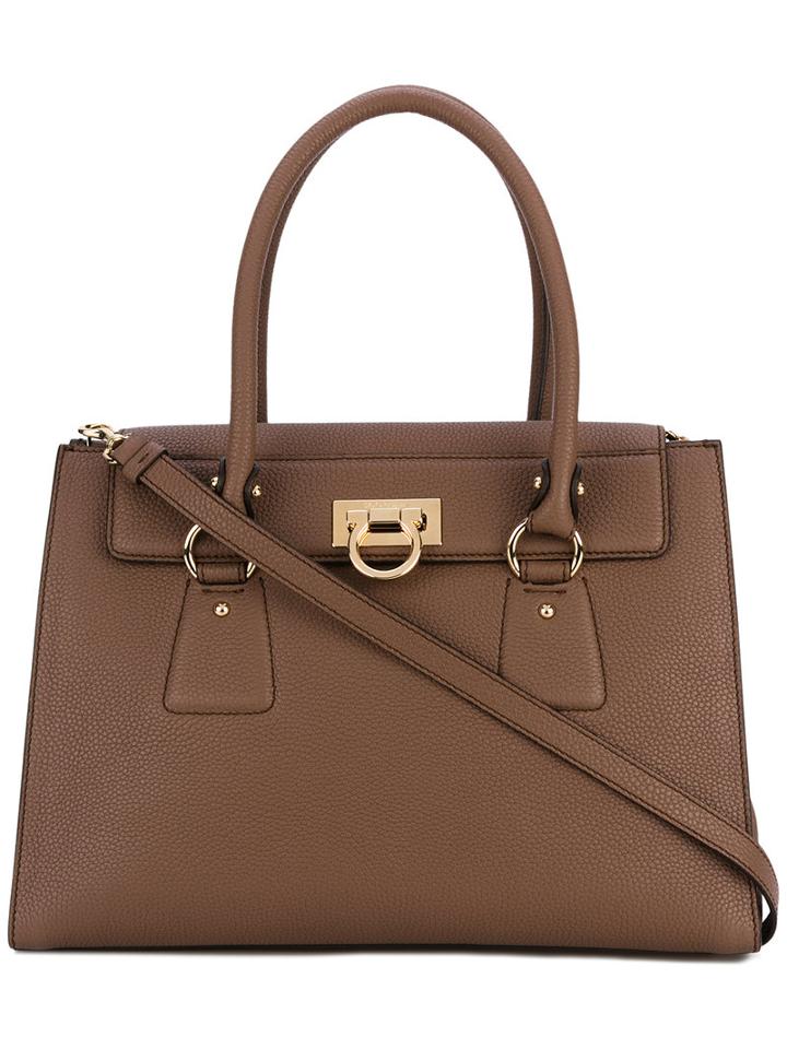 Salvatore Ferragamo Classic Tote, Women's, Brown, Calf Leather