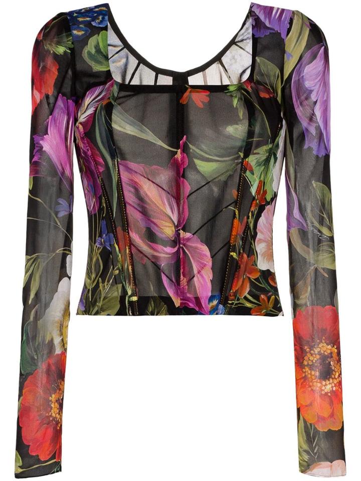 Dolce & Gabbana Voile Floral Print Top - Multicoloured