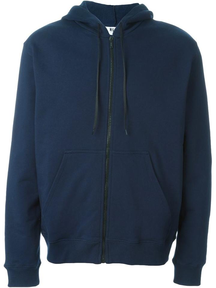 Msgm Logo Patch Zip Hoodie