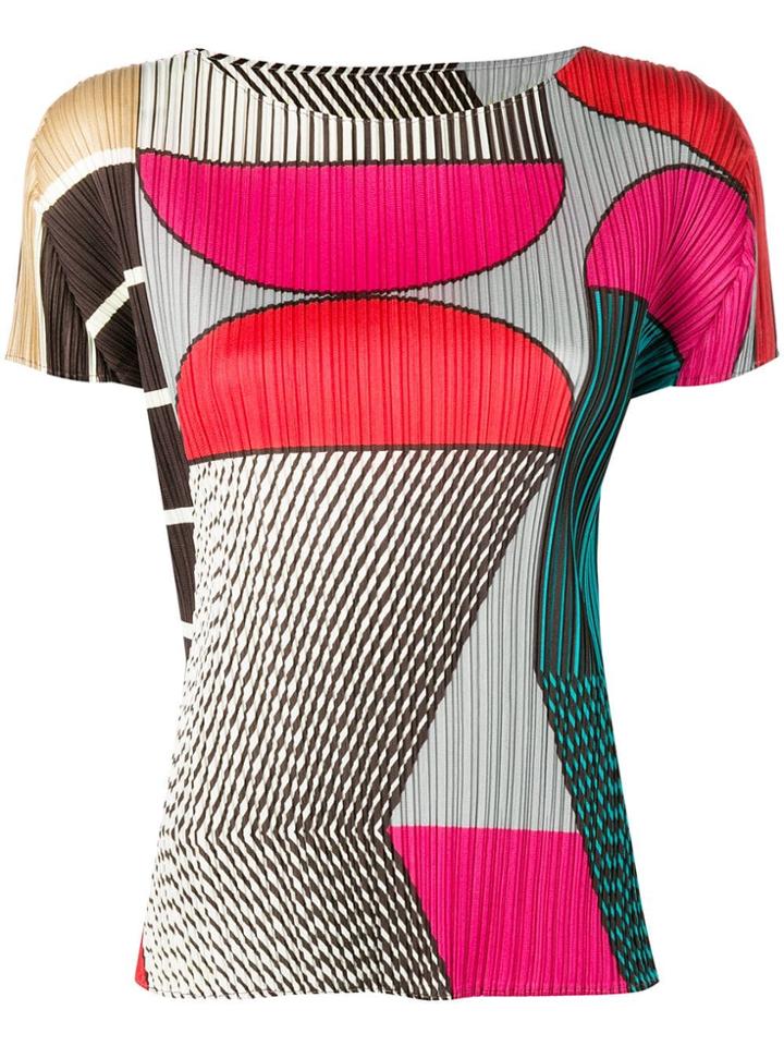 Pleats Please By Issey Miyake Printed Micro-pleated T-shirt - Pink