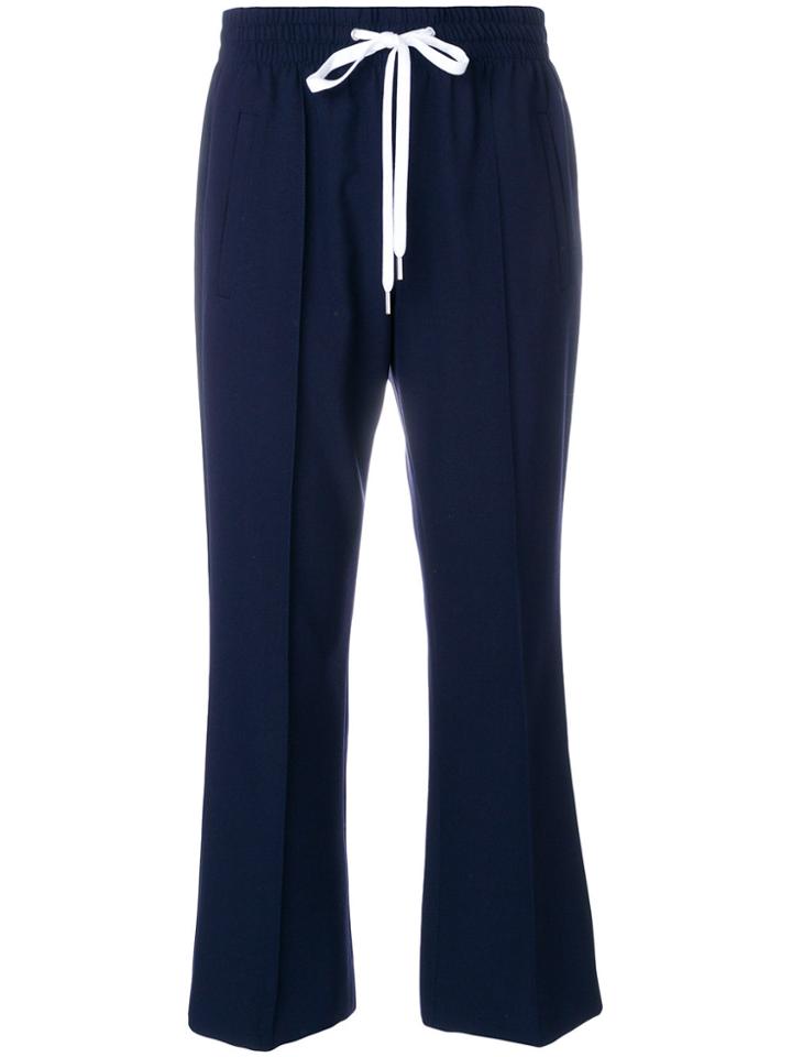 Miu Miu Drawstring Waist Flared Trousers - Blue