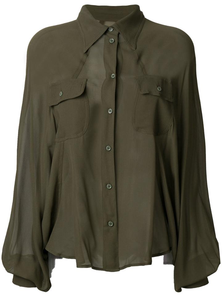 Mm6 Maison Margiela Sheer Military Style Shirt - Green