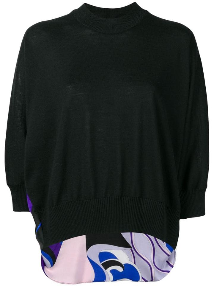 Emilio Pucci Hanami Print Panel Sweater - Black