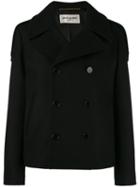 Classic Fitted Coat - Women - Cotton/virgin Wool - 38, Black, Cotton/virgin Wool, Saint Laurent