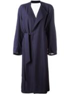 Acne Studios - Pinstripe Belted Coat - Women - Viscose - 36, Women's, Blue, Viscose